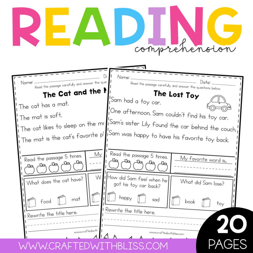 FREE Kindergarten Reading Comprehension Printable