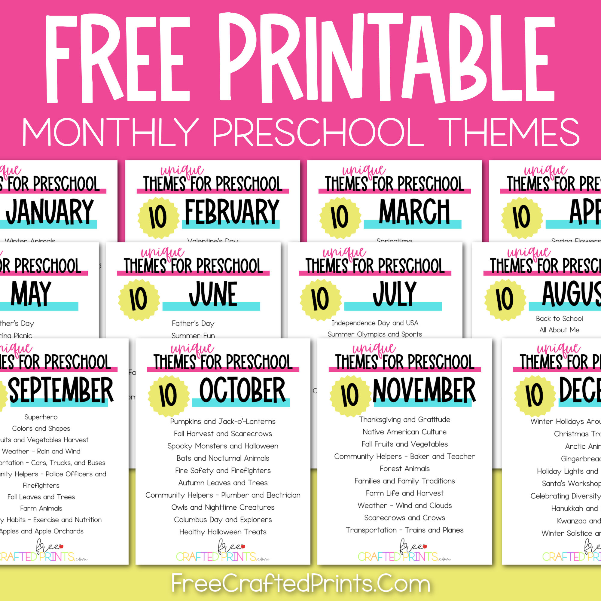 Preschool Monthly themes