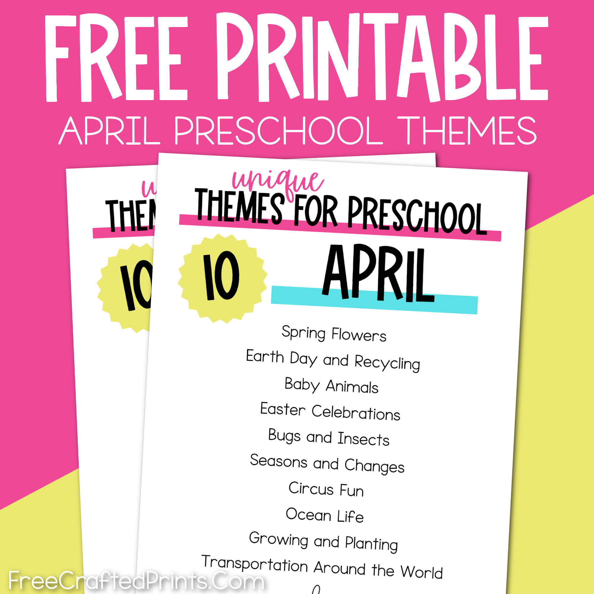 100 Preschool Monthly Themes - FREE Download