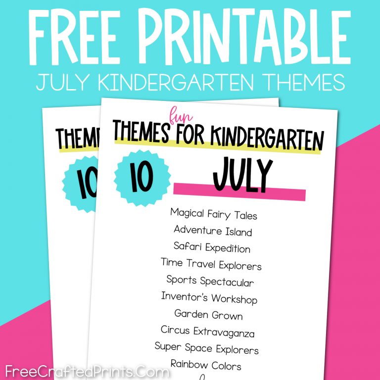 100 Kindergarten Monthly Themes - FREE Download