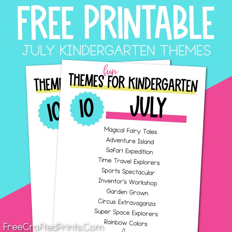 100 Kindergarten Monthly Themes - Free Download