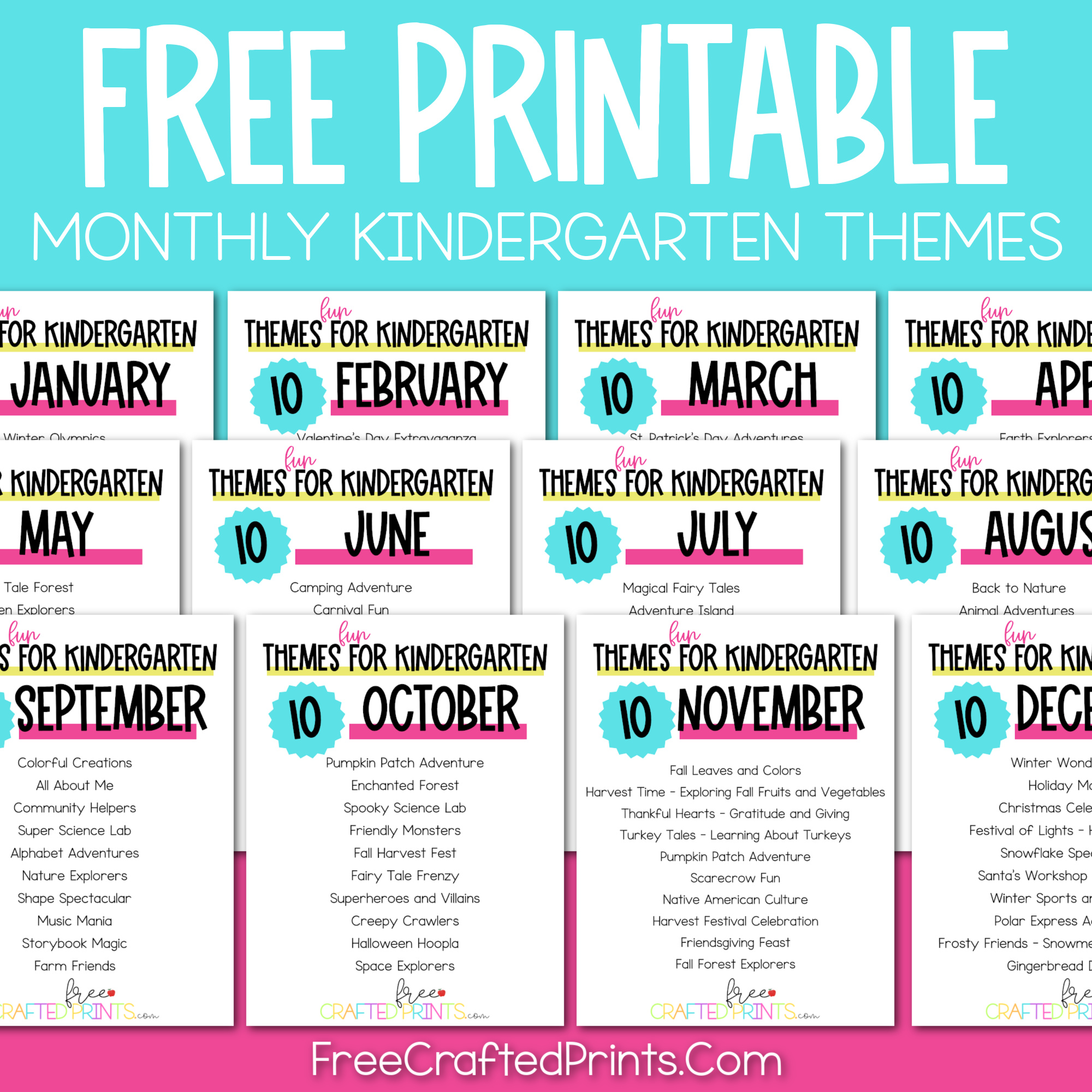 Kindergarten Monthly Themes