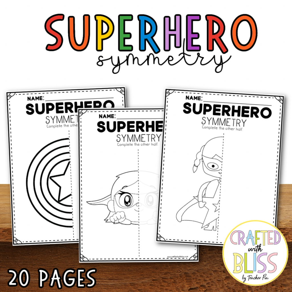 Free Superhero Symmetry Math Printable