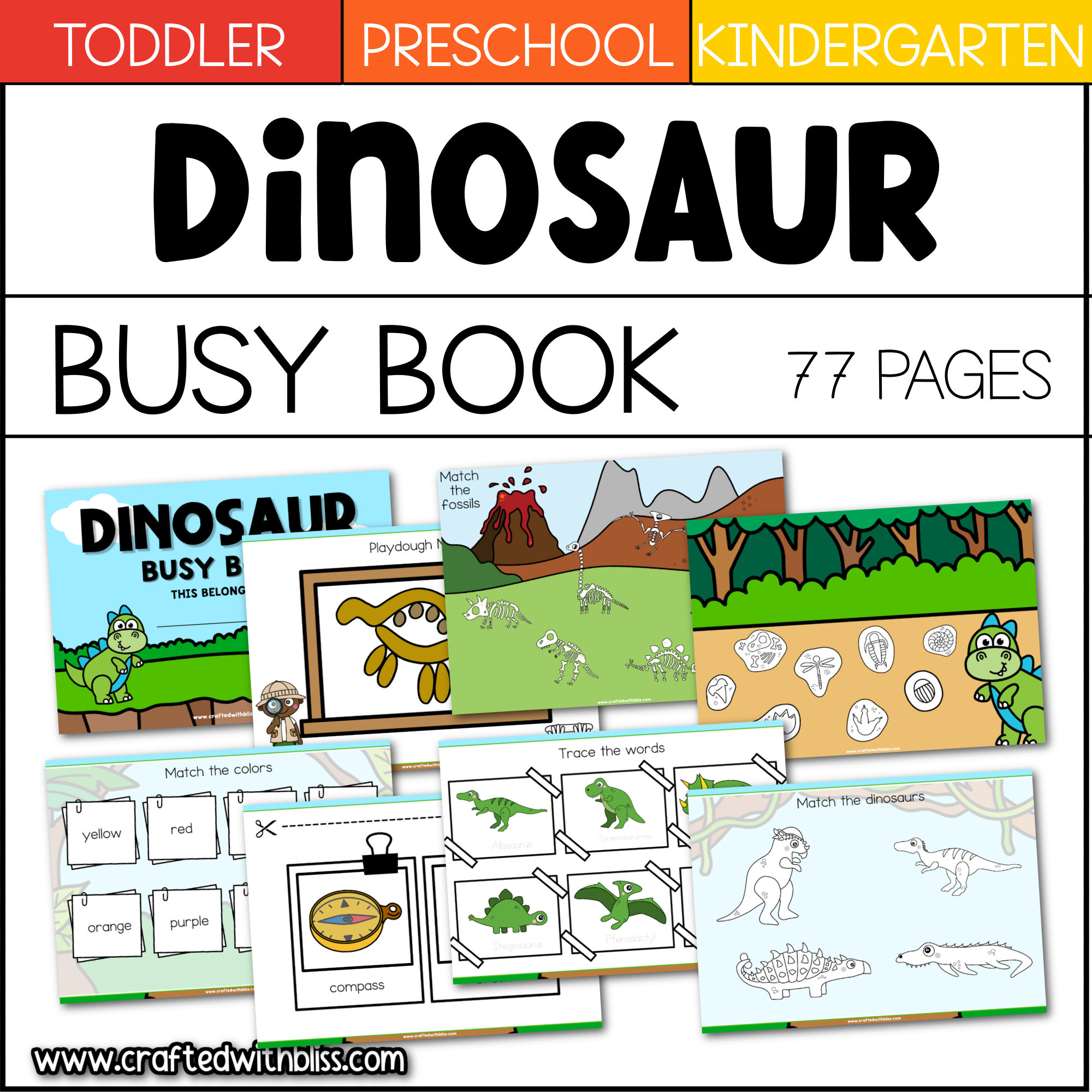 FREE Dinosaur Theme Busy Book Binder
